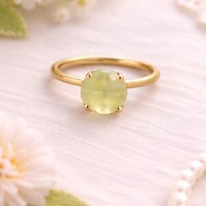 Yellow Chalcedony Gold Tone Ring – Faceted Gemstone Statement Ring 6.25